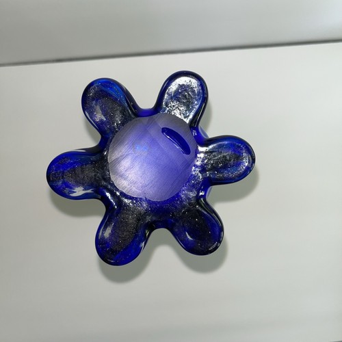 Vintage Murano Art Glass Vase Cobalt Blue green Flower Steam Shape 15 -1/2” Tall - Picture 4 of 13