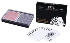 Ritz Playing Cards Set, 100% Plastic Poker Size Regular Index (2 Decks per Set)