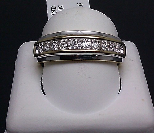 Mens Diamond Gold Diamond Band 14K Yellow White Gold 0.25CT Diamnd Sizable REAL - Picture 3 of 4