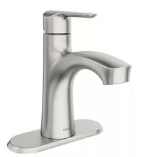 MOEN Findlay 84516SRN Single-Handle Single-Hole Bathroom Faucet in Spot Resist