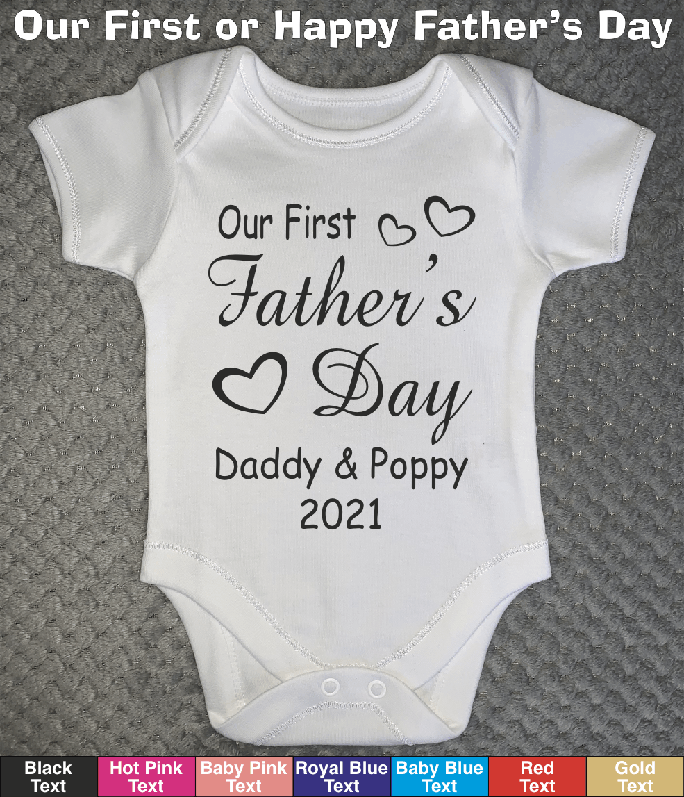 Our First or Happy Fathers Day Personalised Baby Grow Bodysuit