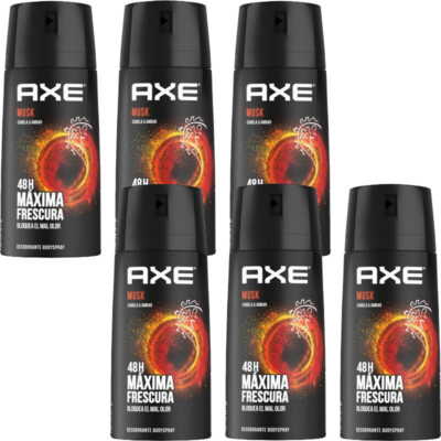 6 Pack Axe Musk Deodorant Body Spray for Men, 150ml (5.07 oz) 