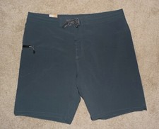New Mens prAna Fenton Board Shorts 38 Grey Blue Standard Fit Swim Trunks