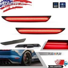 Smoked Lens LED Red Rear Bumper Side Marker Lights Lamp For 2015-up Ford Mustang