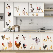 Rooster Wall Stickers Kitchen Wall Decals Peel and Stick Funny Animal Wall St...