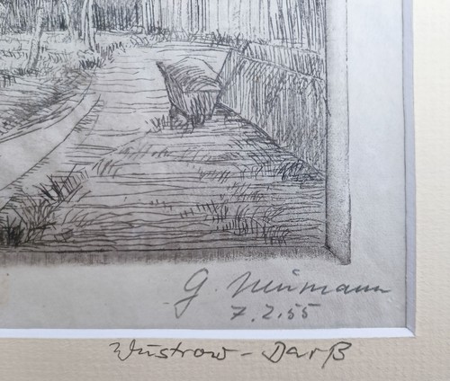 Neumann, Georg (1934 Frankfurt/Oder – 2003) „Wustrow“ Kaltnadelradierung 1955 - Bild 3 von 5