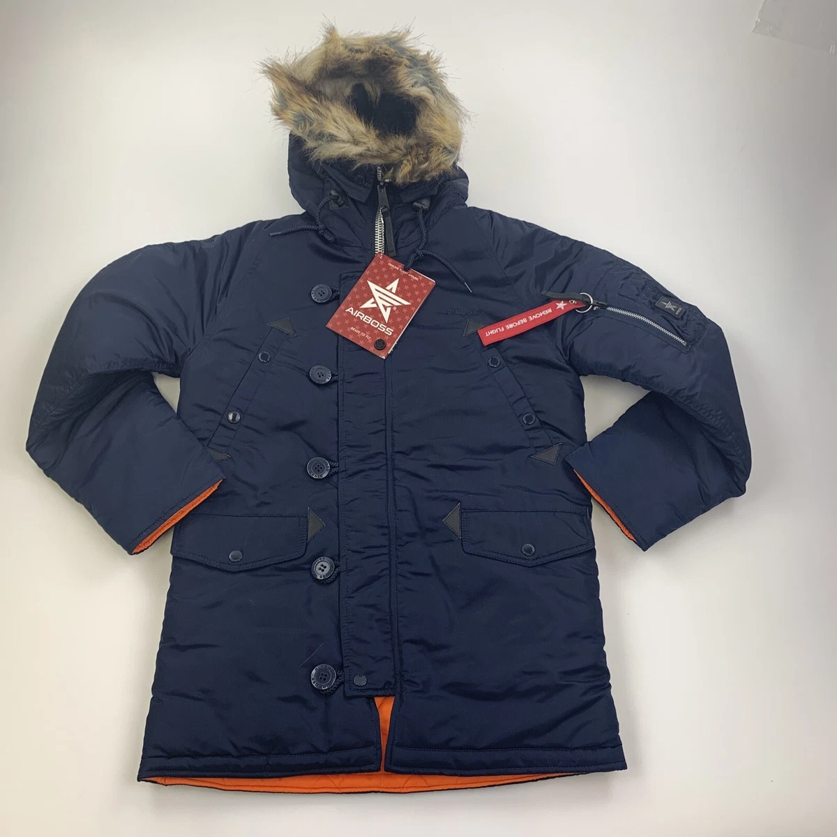 Alpha Industries N-3B Military Parka Blue Orange Winter Jacket New Men XXS  $225 | eBay