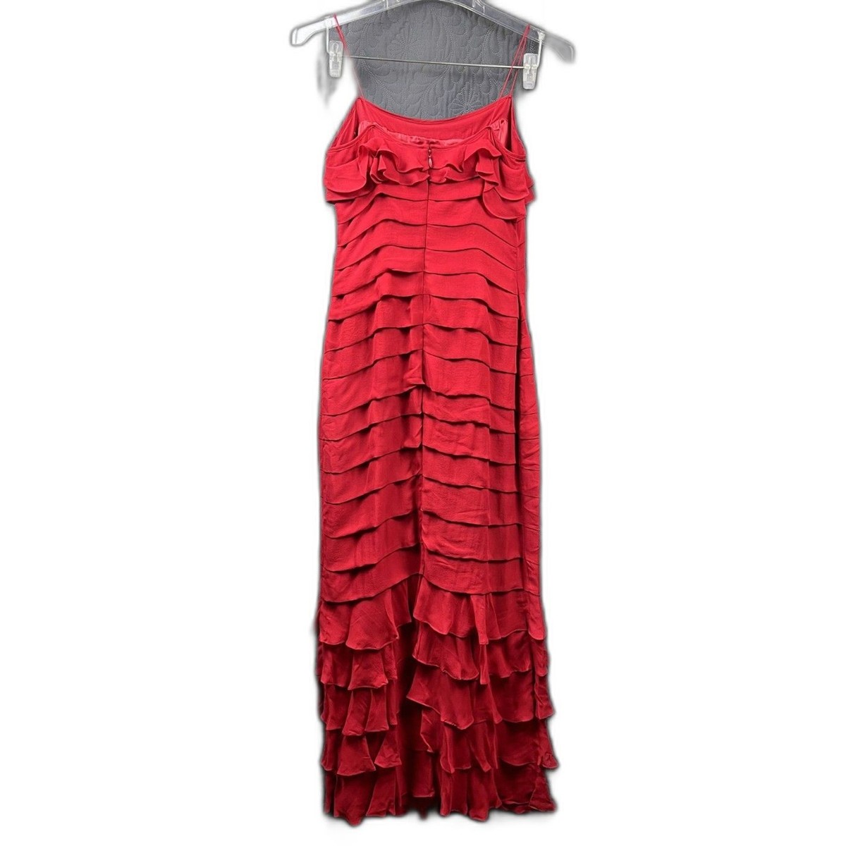 Nina Austin Tiered Ruffle Spaghetti Strap Maxi Wedding Prom Dress SZ XS:NWOT