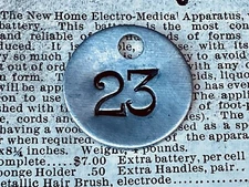 Number 23 Tag Aluminum Metal Numbered Keychain Stamped Token Fob Check