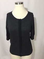 NEW Ann Taylor Loft Gray Black Lace Cardigan Sweater Small Half Sleeve