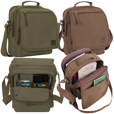 Cotton Canvas Everyday Work Shoulder Bag - Rothco Brown or Green Messenger Bags