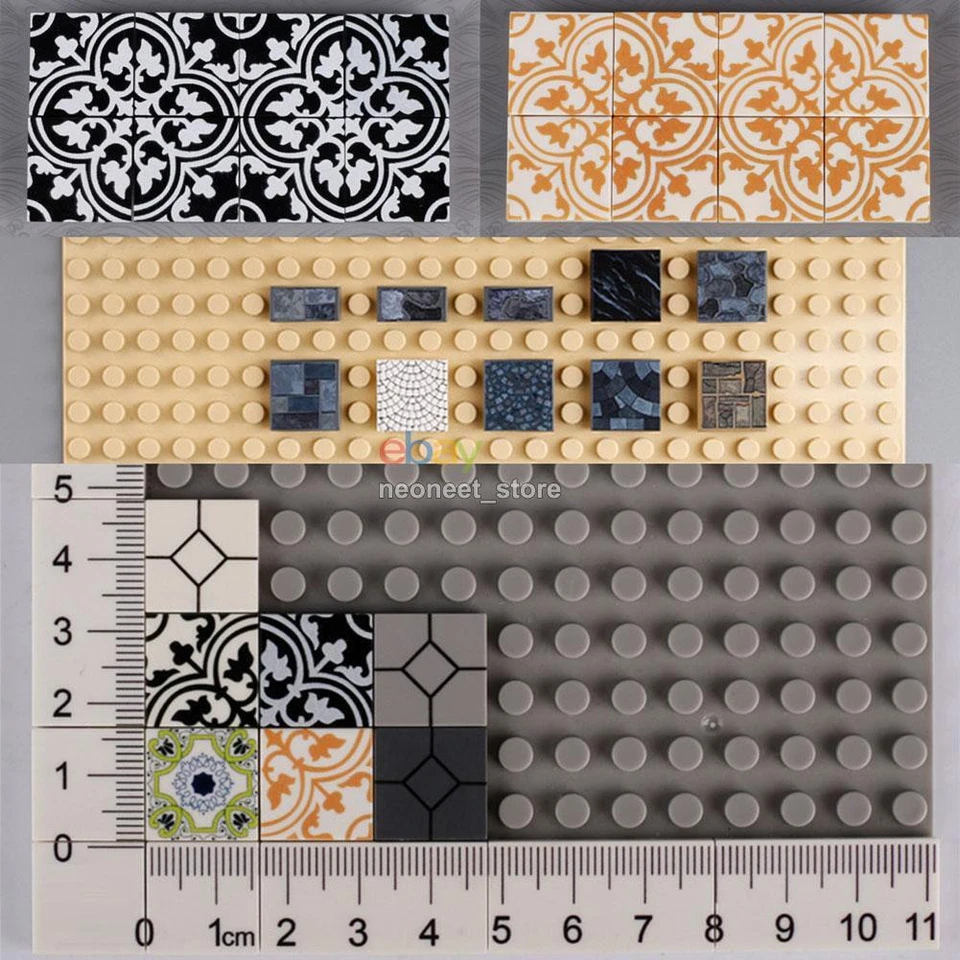 Blocos de construção MOC tijolos rua cidade casa castelo piso 2x2 azulejos liso liso - Imagem 4 de 4