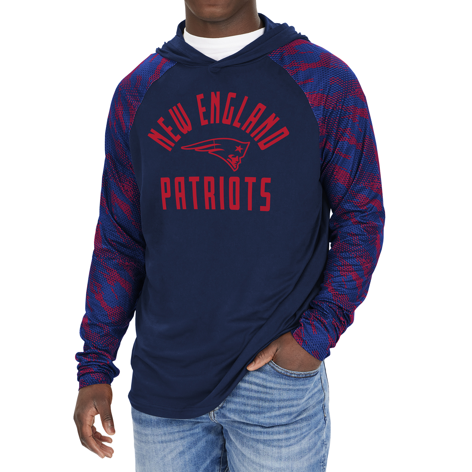 Пуловер с капюшоном и принтом Viper от Zubaz NFL Mens New England Patriots