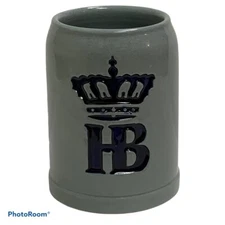 Western Germany HB Hofbrau Beer Stein Guinandi Incised Logo Crown 0.5L Ceramic