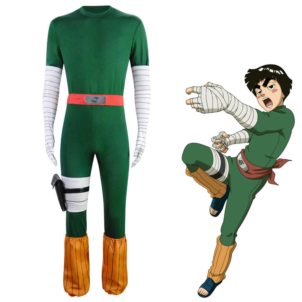 Cosplay Anime Rock Lee Costume Jumpsuit Full Set Halloween Outfits Suit