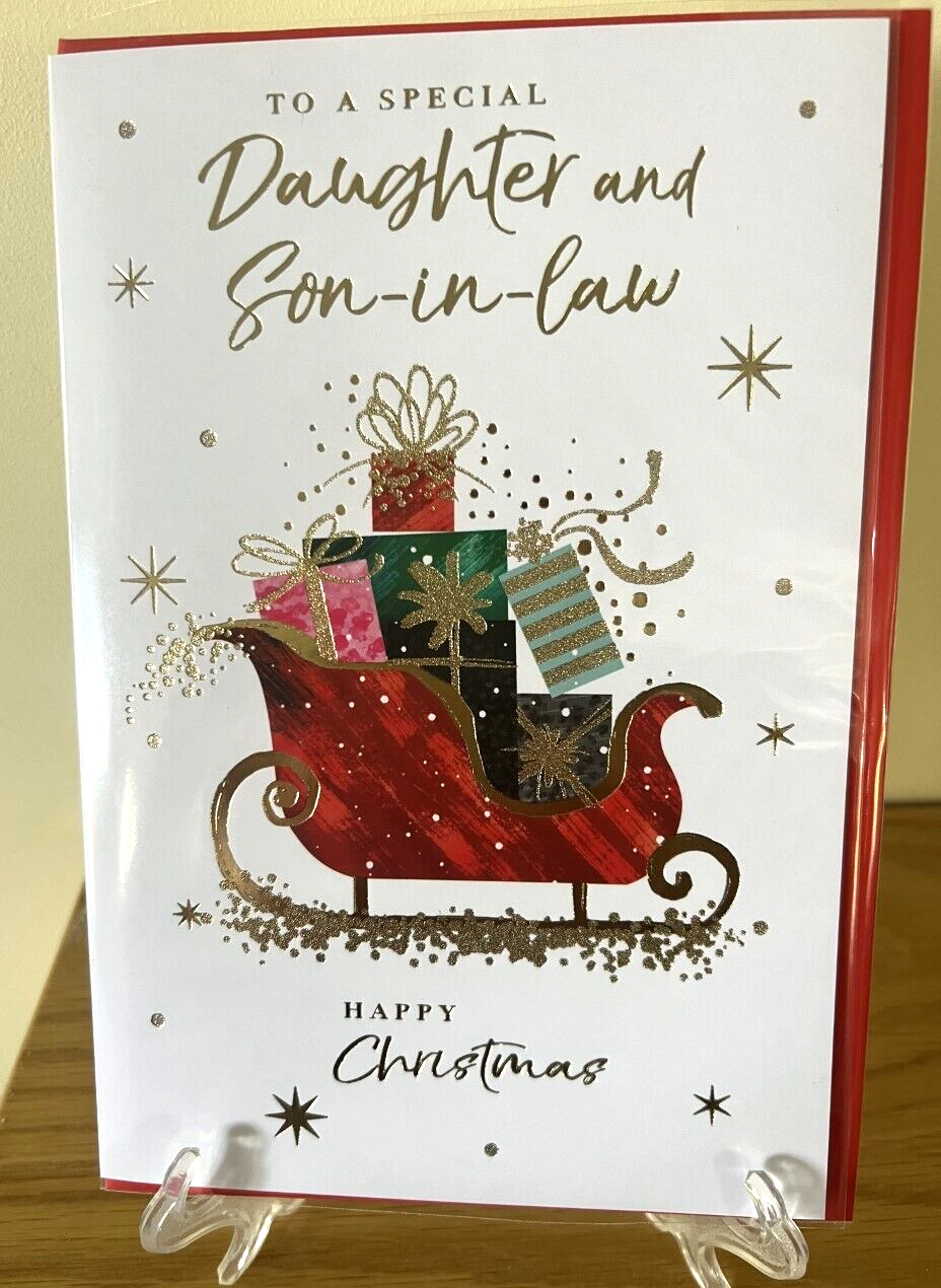 For A Special Daughter & Son-In-Law Christmas Card  - Silver Foil Xmas