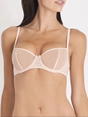 soutien gorge rose  balconnet sexy Nudessence Aubade taille 85B Us 32B