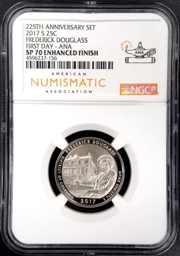 2017 S Frederick Douglass Quarter, NGC SP 70 Enhanced Finish, First Day-ANA!