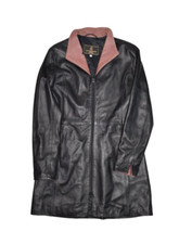Firenze Coat Womens M Black Leather Factory Trench Zip Soft Made In Italy Mid