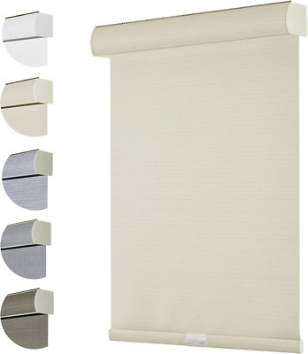 Free-Stop Cordless 100% Blackout Roller Shades, Linen Beige, 22x72'', UV Protect