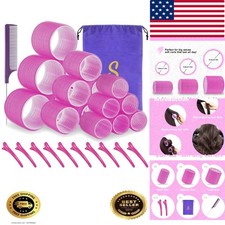 Self grip hair roller set,18 pcs,Hair rollers with hair roller clips and comb...