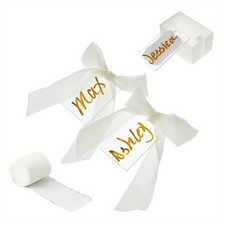 1bag 24pcs Acrylic Name Card Holders Seat Label with 1 Roll 5M Polyester