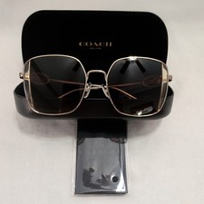 Coach HC7177B Cad72 Oversized Square Sunglasses Light Gold Brown Gradient Case