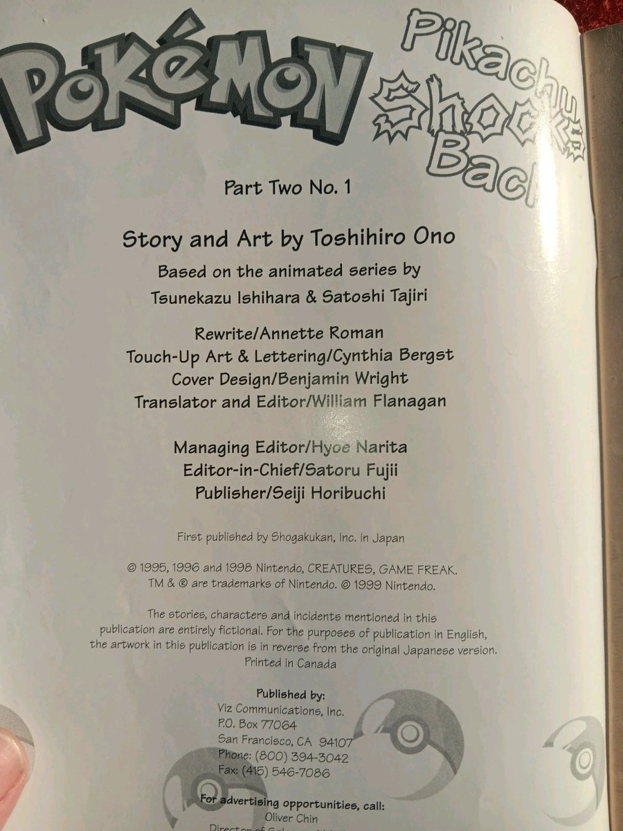 Pokemon # 1 No. 1 (One) Pikachu Shocks Back Viz Comics Official