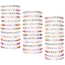 36pcs Friendship Surfer Beaded Bracelets: Heishi Clay Stackable Inspire Elastic