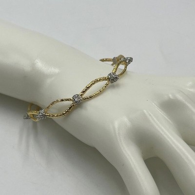 Alexis Bittar Elements Gold Plates Pave Crystal Studded Station Designer Bangle