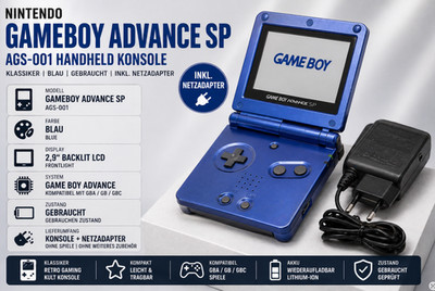   Original Nintendo Gameboy Advance SP AGS 001 Handheld Game Konsole Blau  