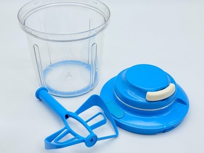 Blue Tupperware Acrylic 5 Cup Power Chef System Mixer Whisk #7532 Pull Rope