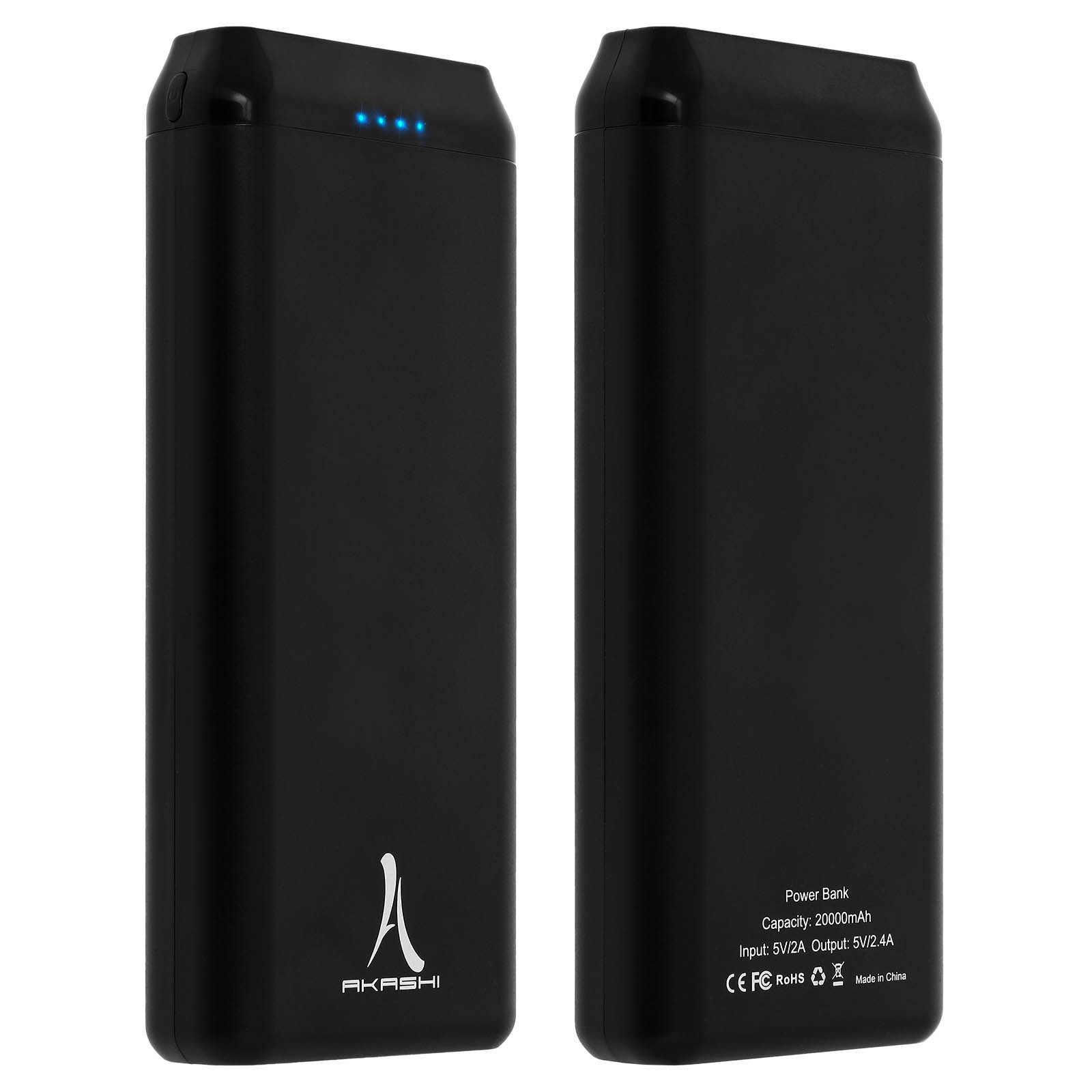 Batterie externe 20000mAh Akashi avec double sortie USB et port micro-USB noir