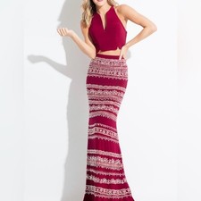 NWOT Burgundy Rachel Allan  Long Prom  Two Piece Dress Size 4