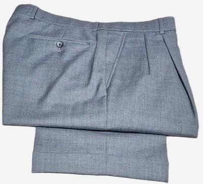 Ballin Confort EZE-Mens Gray 120's Wool Pleated All Seasons Dress Pants-(36×28)