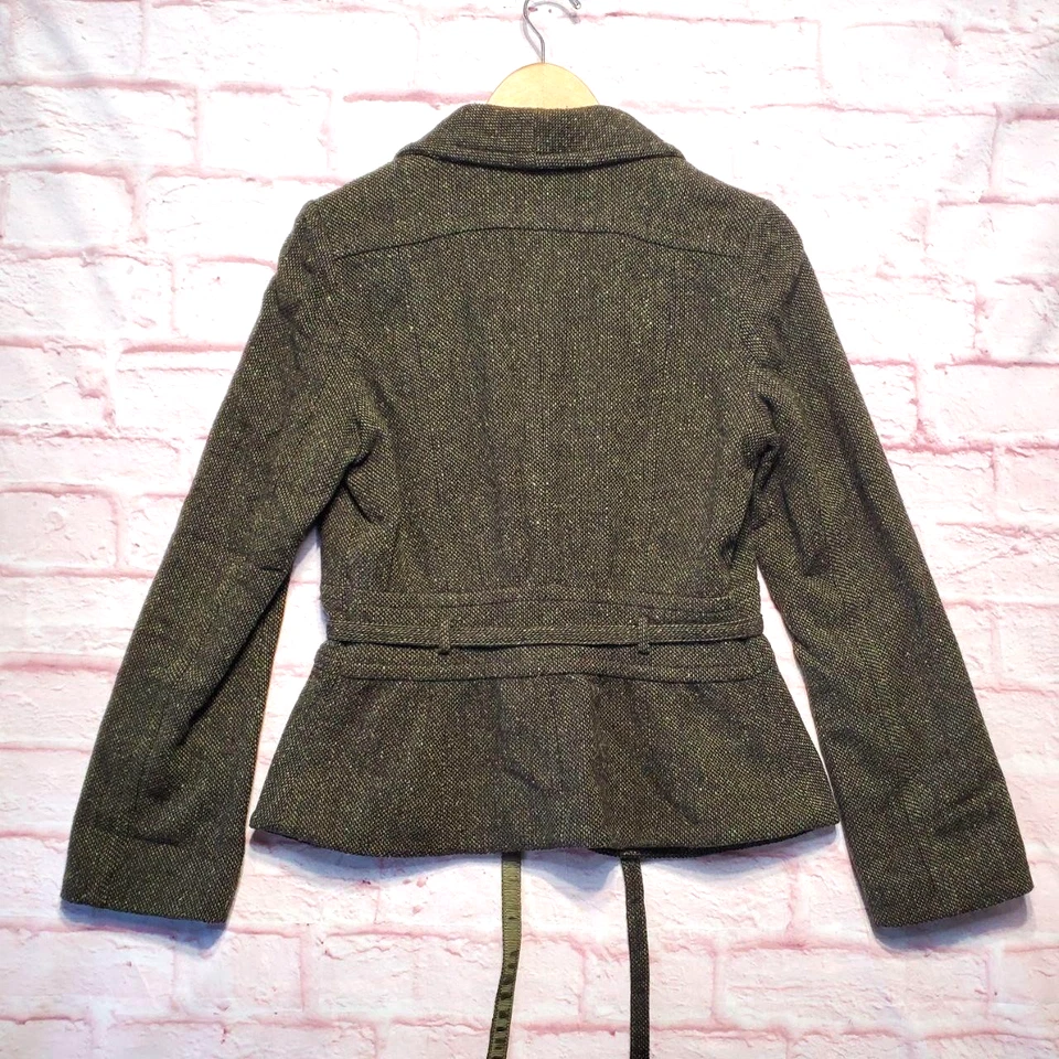 Blazer De Colección Banana Republic Mujer Pequeño Tweed Cinturón Chal Cuello Mezcla Lana Y2K Foto 3 de 4