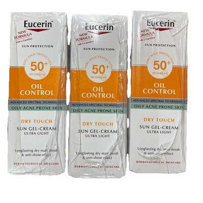 3 Pack Eucerin Oil Control SPF 50 Sun Gel-Cream Oily Acne Prone Skin Exp 05-2025