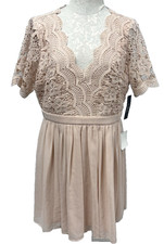 Lulus Blush Pink Angel in Disguise Lace Top Skater Dress New Women's XL