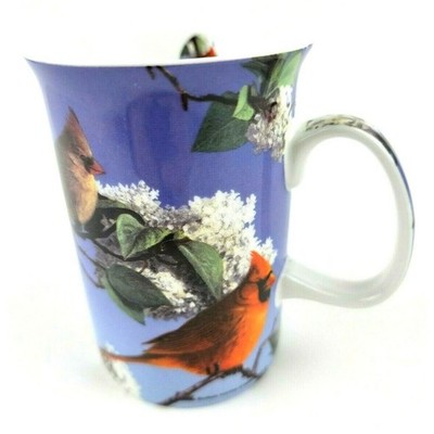 Ashdene Fine Bone China Mug CARDINALS Nature Scene Male Female on a Branch