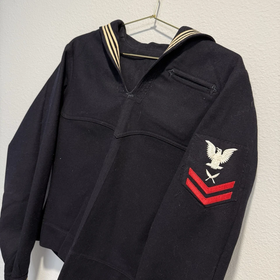 Chaqueta Militar Vintage Años 60 Marina de los Estados Unidos Azul Marinero Foto 3 de 4