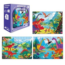 Dinosaur Puzzles for Ages 4-8, 3-in-1 Progressive Jigsaw Puzzle Set 72, 88, ...