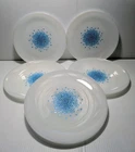 Vintage FIRE KING Blue Mosaic Anchor Hocking 10" Dinner Plates  set of 5