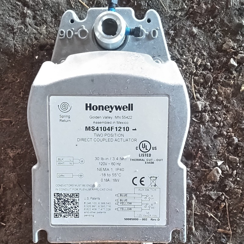 Honeywell MS4104F1210 Spring Return Damper Actuator Direct Mount 120V