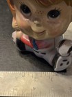 Vintage Hard Plastic Coin Piggy Bank Child Boy Baseball Uniform Bat Ball — photo 9