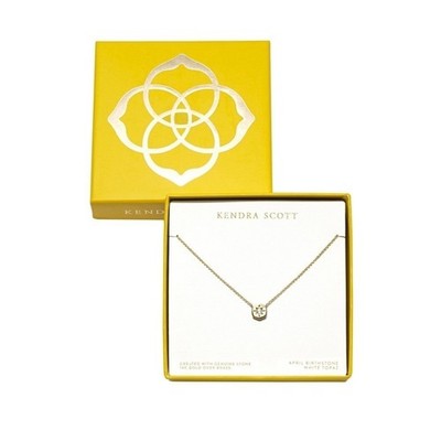 Kendra Scott Halskette 14k Gold über Messing Weißtopas April Geburtsstein