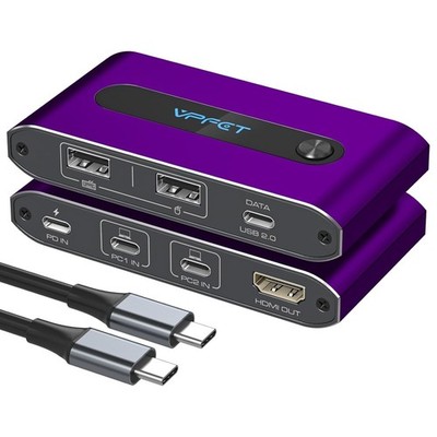 FQuanmap USB C KVM Switch 1 Monitore 2 Computer 4K@60Hz HDMI Einzelmonitor KVM