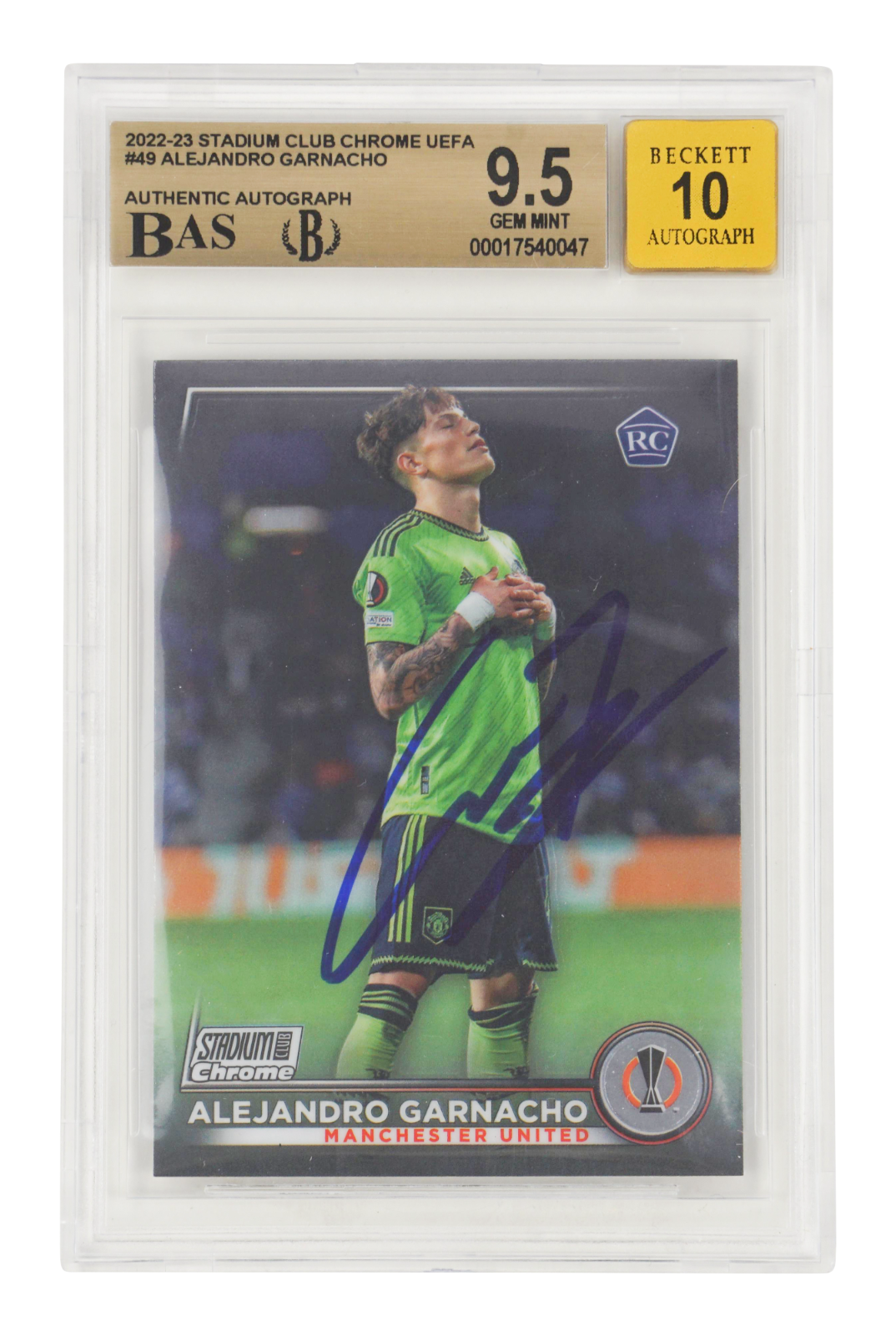 アルゼンチン代表 GARNACHO 17番 直筆サイン Alejandro Garnacho Signed 2022 Topps Stadium Club Chrome RC - BGS