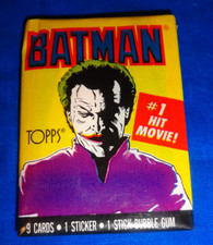 1989 Topps Batman Wax Pack 1st Series as shown- Joker Gum Intact  Jack Nicholson