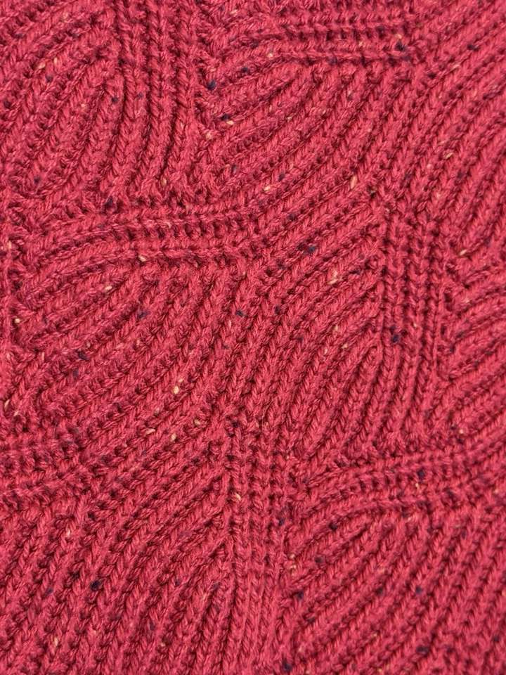 Poncho Pullover Tejido Jill Talla Pequeña-Lg Rojo Tejido con Cable Mezcla de Algodón Acogedor Vacaciones Foto 3 de 4