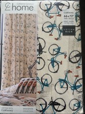Catherine Lansfield Fully Lined Eyelet Curtains With Bicycle Design